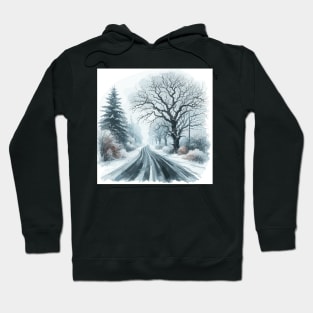 Winter Road Winter Landscape Hoodie